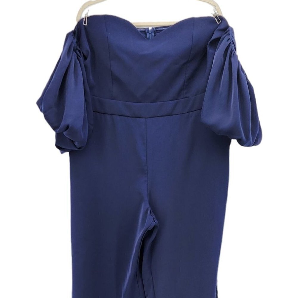Nwt Yaura Navy Blue Sweetheart Neck Puff Sleeve Jumpsuit Womens 16 — image 6 of 8